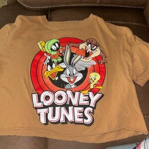 Looney Tunes Tan cropped T shirt, size XS, fits loose NOT tight.